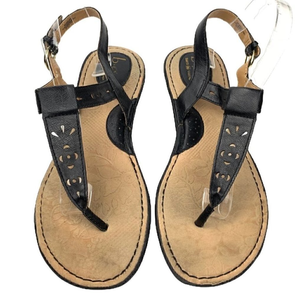 Boc born concepts womens sandals size 11 black vegan faux leather t-strap